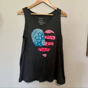 Torrid American flag heart grey cotton tank top 1XL